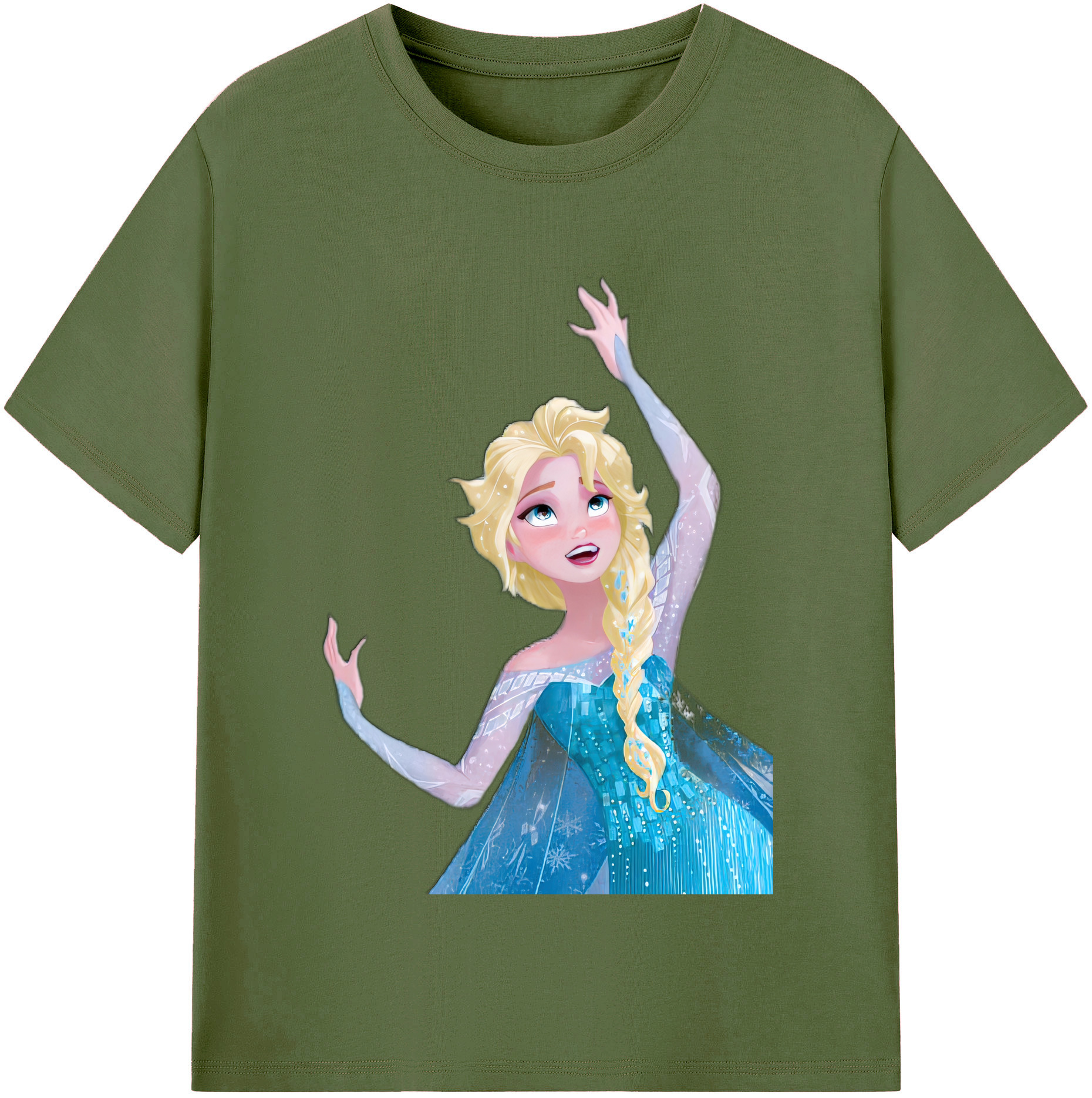 （画像用） アナと雪の女王 アンナ エルサ Frozen Anna Elsa 綿100％半袖Tシャツ（フロントプリント）